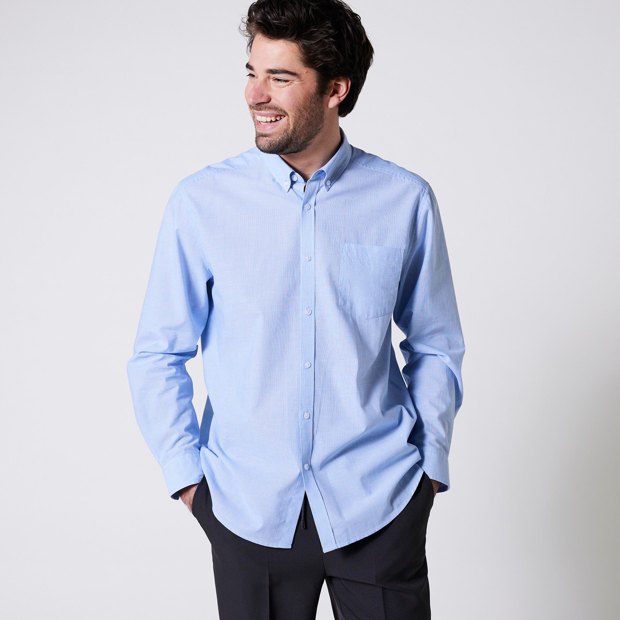 Chemise fil à fil unie manches longues