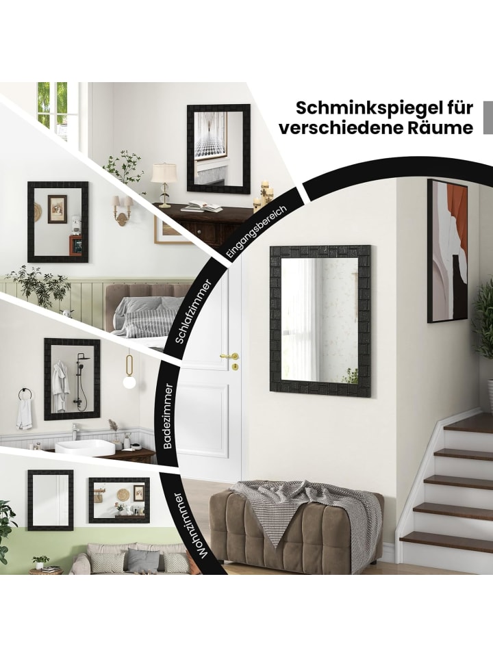 COSTWAY 80 x 60cm Wandspiegel in Schwarz günstig kaufen onesize