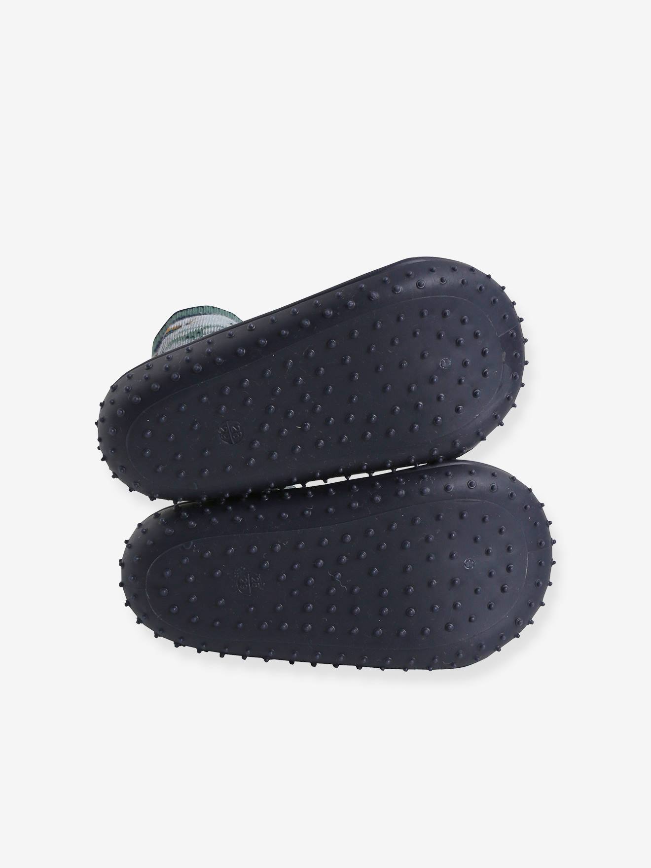 Chaussons-chaussettes enfant antidérapants gris chiné