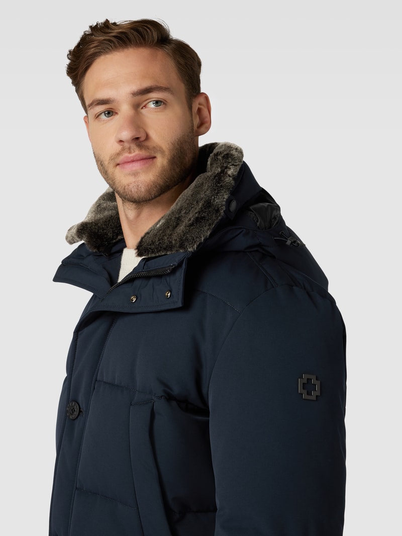 Parka mit Knopf- und Reißverschluss in marineblau