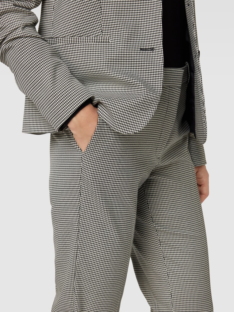 Stoffhose mit Hahnentrittmuster in schwarz
