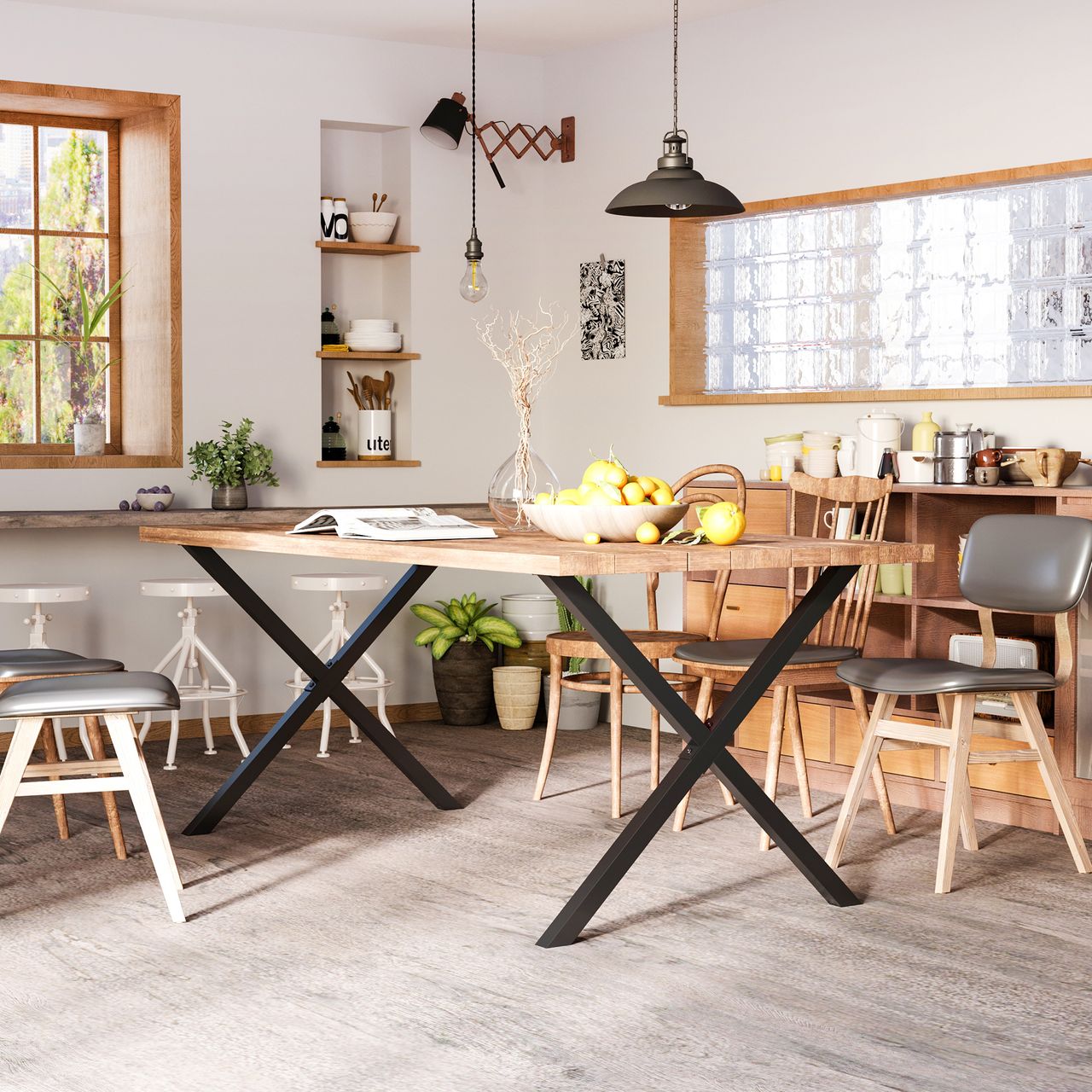 HOMCOM 2 Stück Stahl Tischbeine Tischfüße 72 cm Tischgestell in X-Form Schwarz