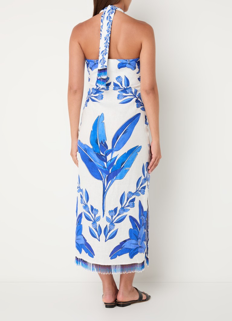 Vestido midi de lino con estampado floral de Farm Rio y espalda descubierta