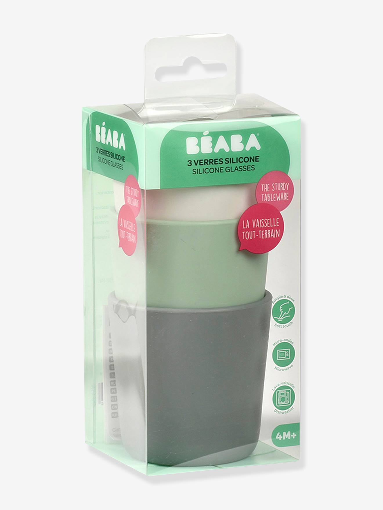 Lot de 3 verres en silicone BEABA multicolore