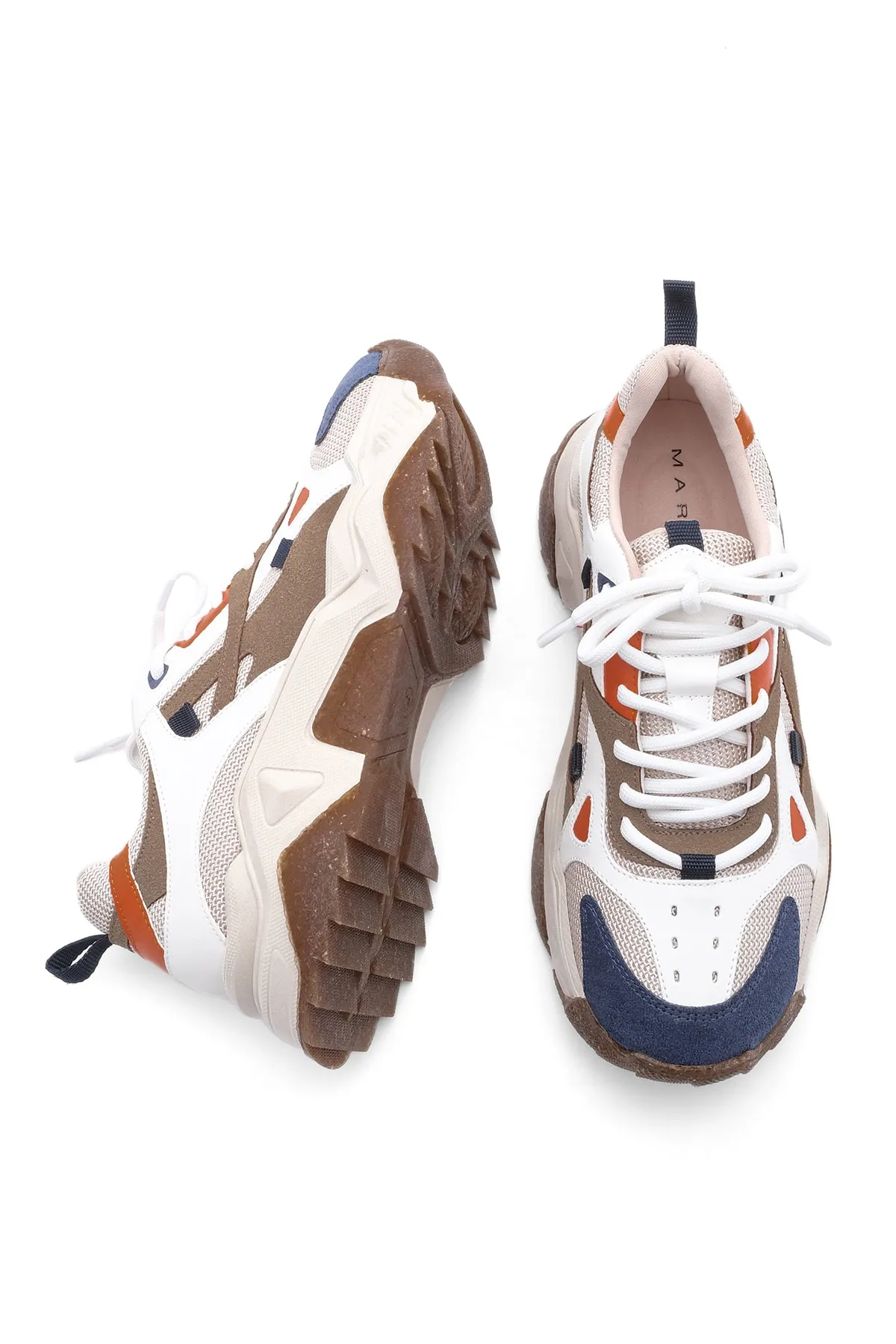 Marjin  Damen Sneaker mit hoher Sohle, Schnürschuh, Sportschuh Edisa Powder