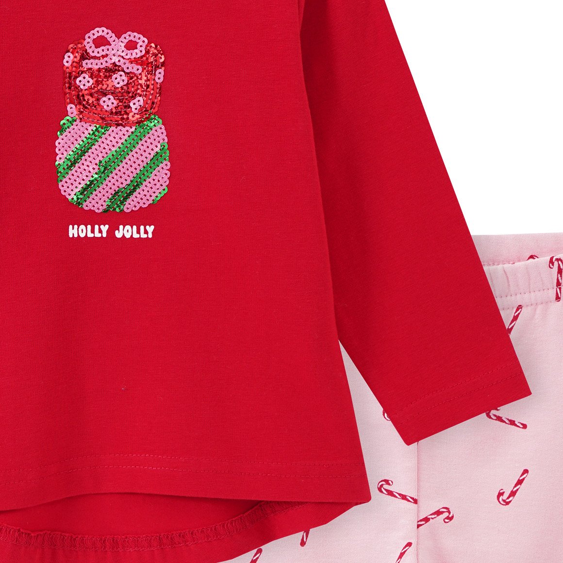 Baby Weihnachtsshirt und Leggings im Set rot / rosa
