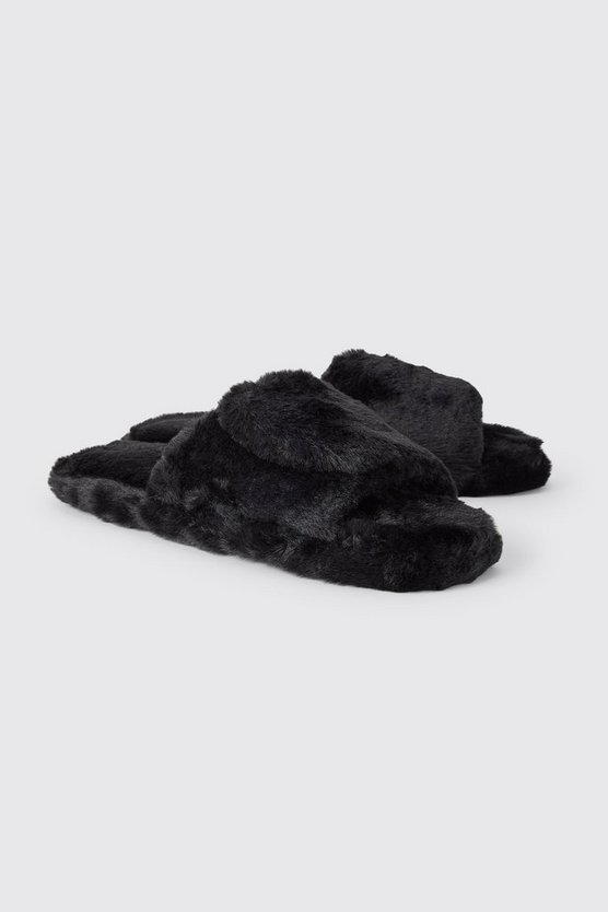 Offene Velour-Hausschuhe