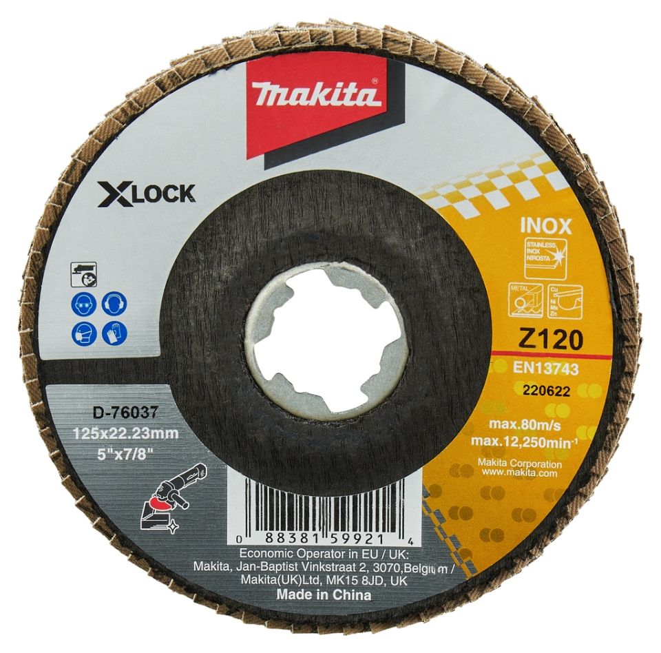 Makita Zubehör D-76037 Fächerschleifscheibe X-LOCK 125 mm Z120