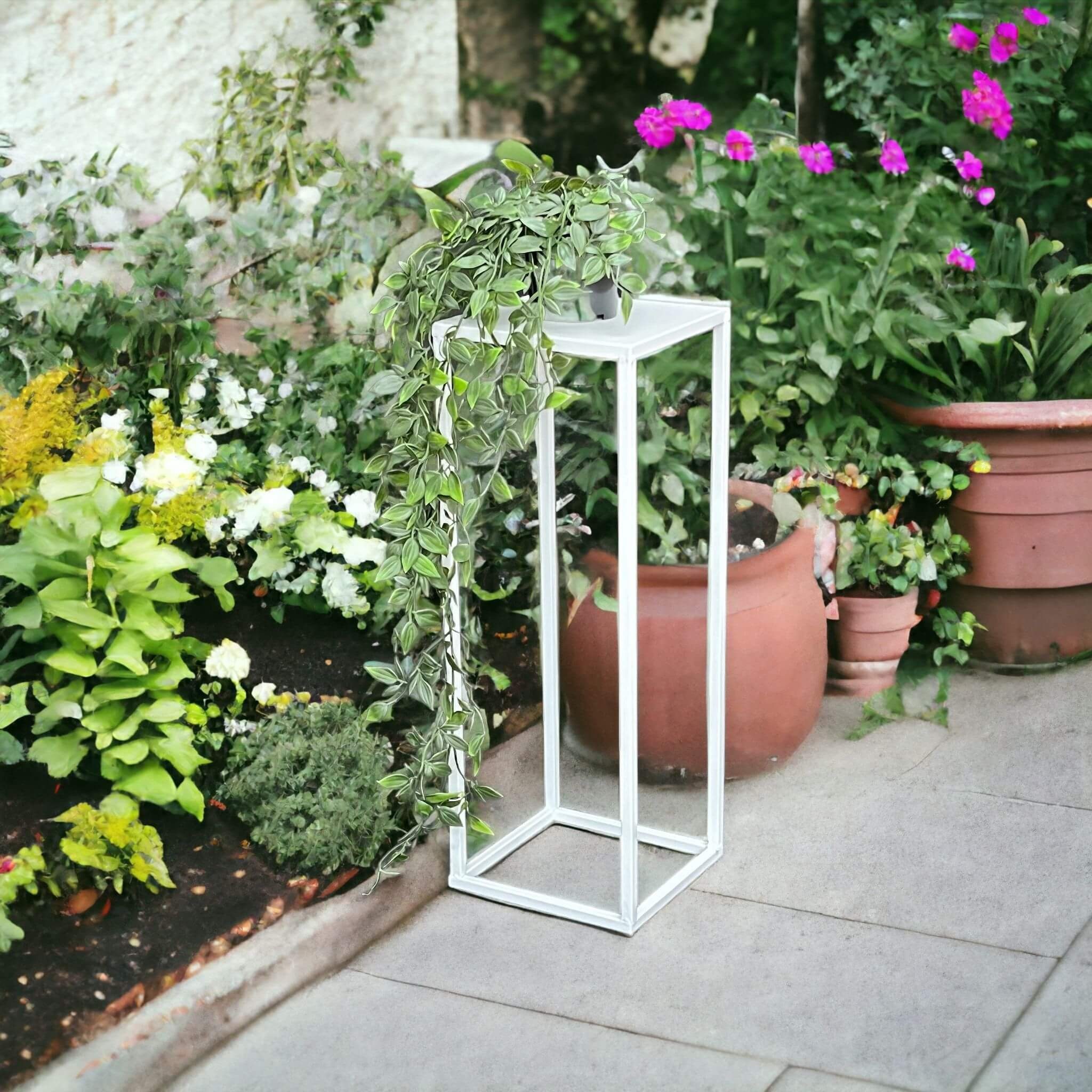 DanDiBo Blumenhocker DanDiBo Blumenhocker Metall Weiß Eckig 50 - 70 cm Blumenständer
