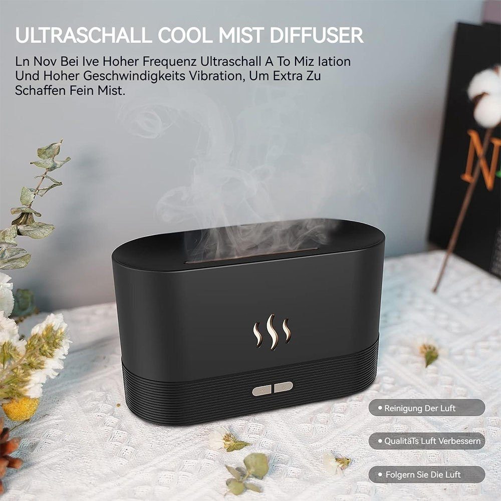 MOUTEN Luftbefeuchter Aromadiffusor mit Flammeneffekt, Ultraschallzerstäuber