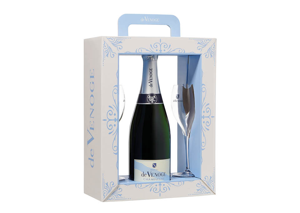 Champagne AOC Brut Cordon Bleu De Venoge 0,75 ℓ, Emballage avec des...