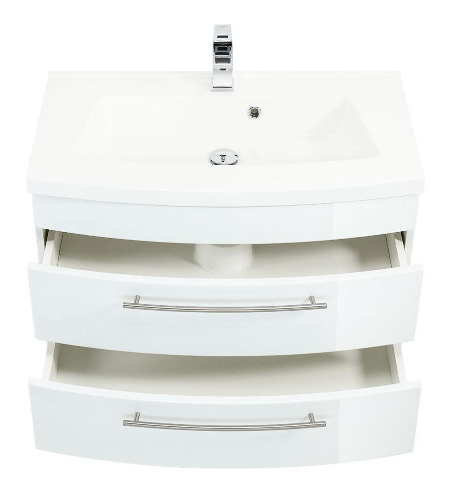 Posseik Badmöbel Luna 80 mit runder Front weiss hochglanz