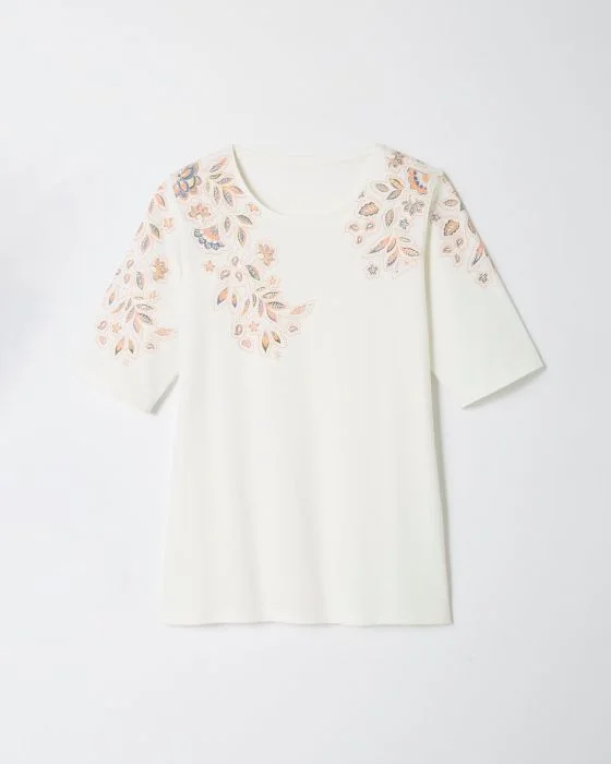 Tee-shirt imprimé placé floral