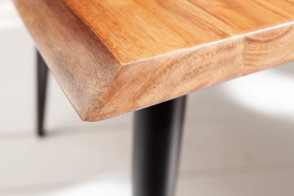 riess-ambiente Beistelltisch ORGANIC LIVING 60cm natur, Massivholz · Baumkante · Couchtisch · Metall-Beine · Akazie
