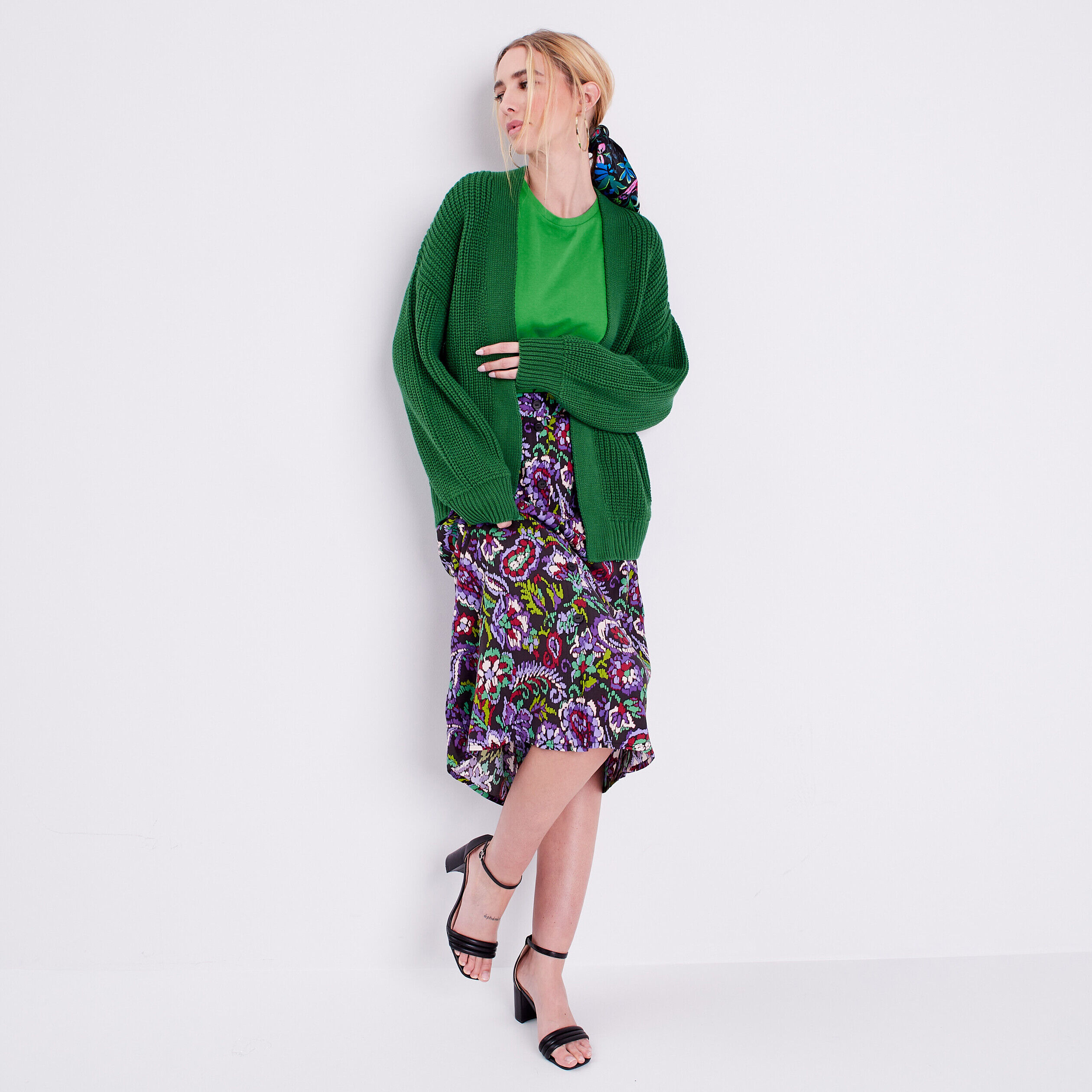 Gilet manches longues vert femme | Cache Cache