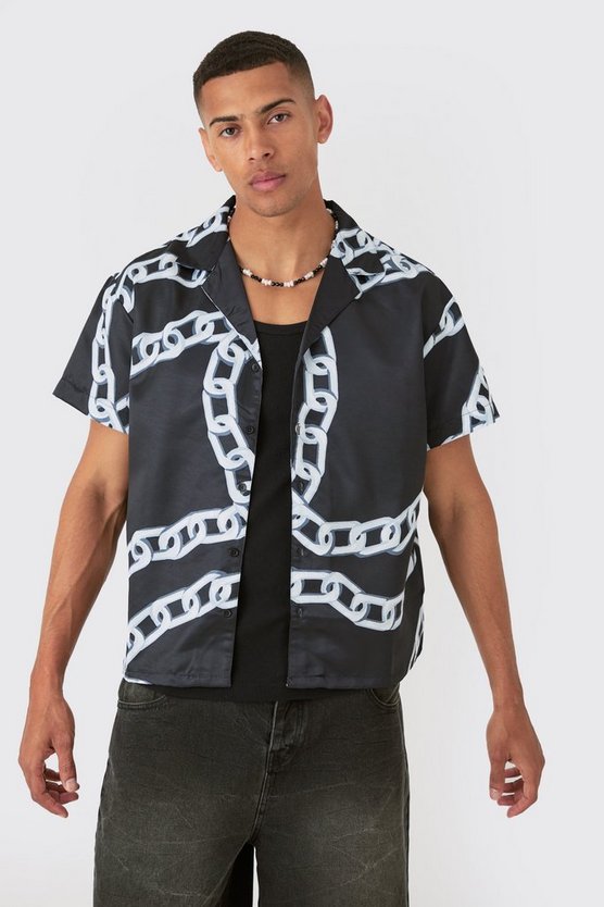 Kastiges Satin-Hemd mit Kette