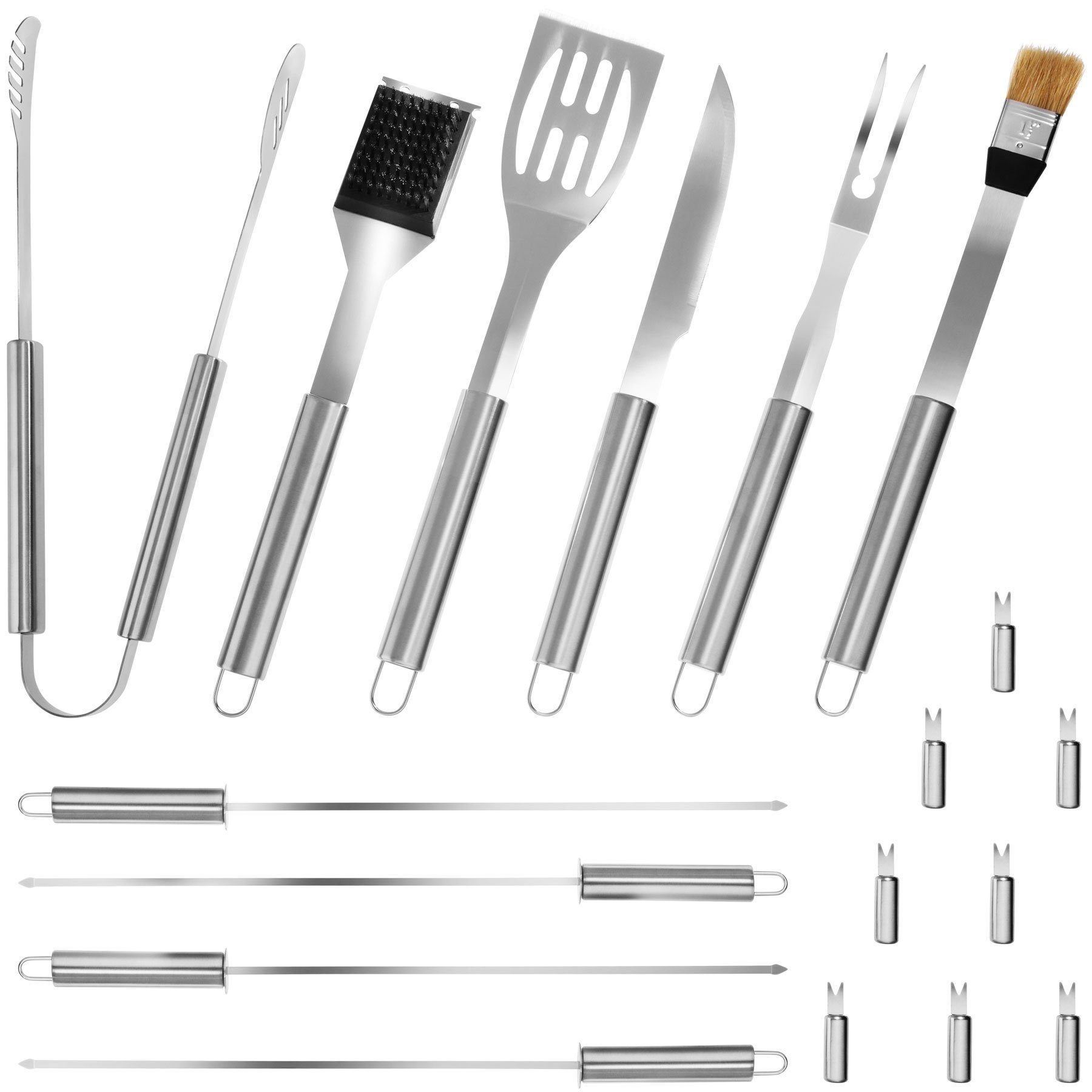 tectake Grillbesteck-Set Grillbesteck aus Edelstahl 18-tlg.