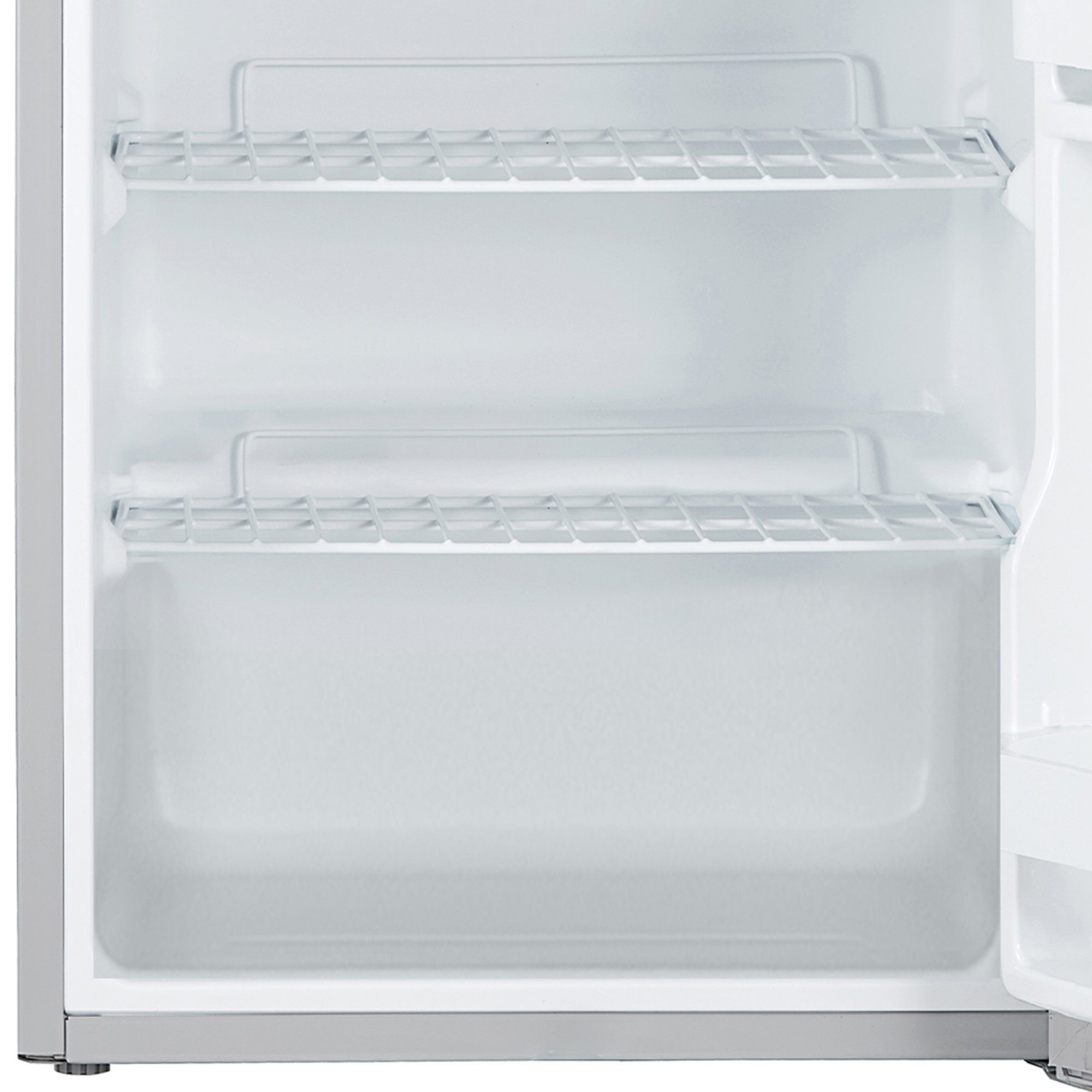 comfee Table Top Kühlschrank RCD132DS1, 85 cm hoch, 47.2 cm breit, Glasablagen, 93 Liter Volumen, Farbe Silber