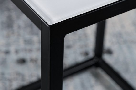 riess-ambiente Beistelltisch ELEGANCE 40cm weiß / schwarz (Set, 2-St), Wohnzimmer · Kristallglas · Metall · eckig · Marmor-Dekor · Barock