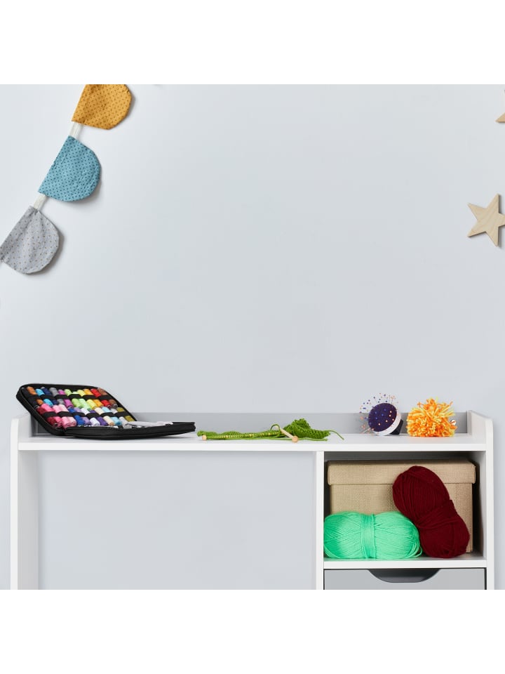 relaxdays Kinderschreibtisch in Weiß/ Grau - (B)80 x (H)60 x (T)38 cm günstig kaufen onesize