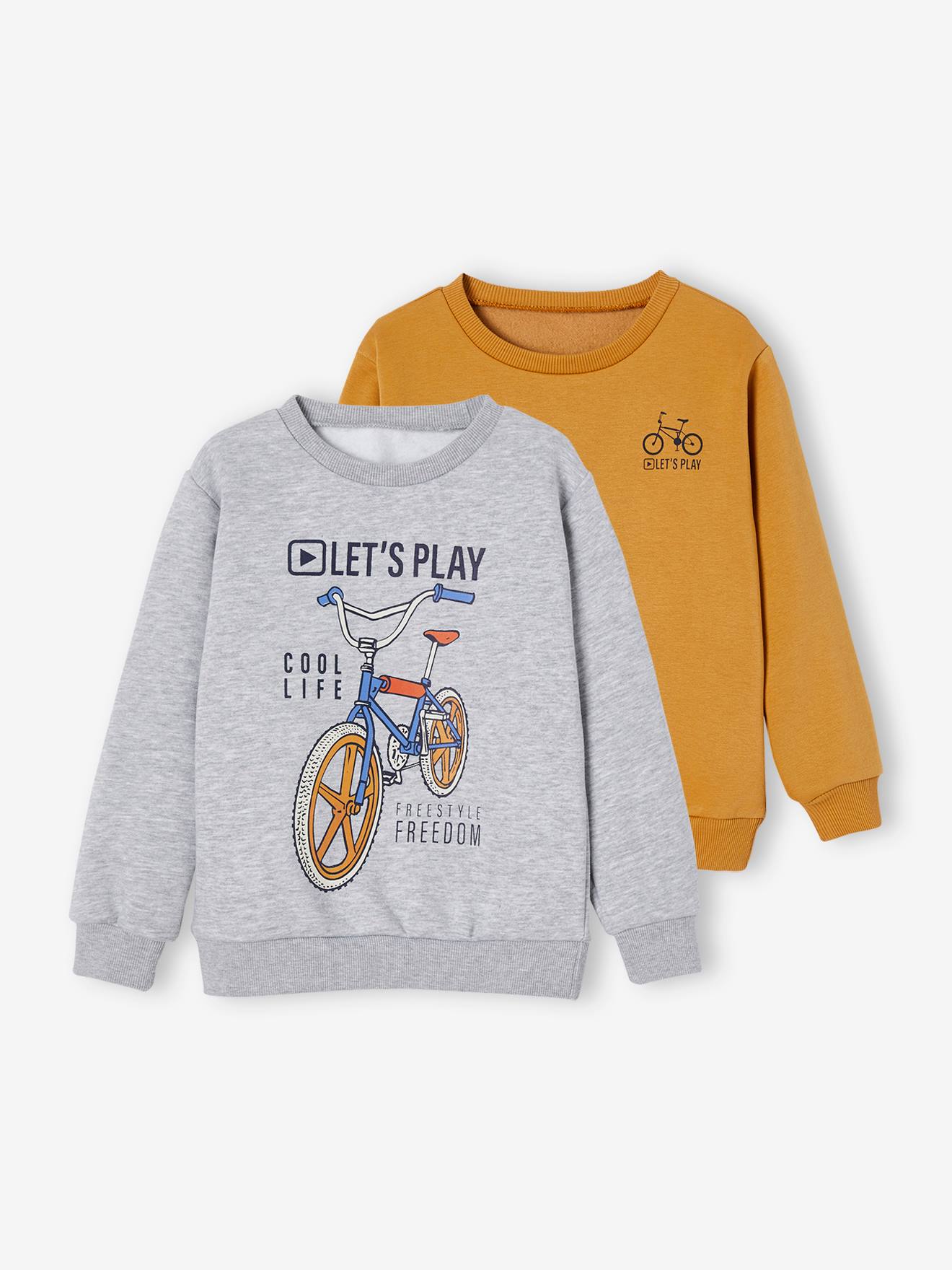 Lot de 2 sweats garçon motifs BMX bleu nuit