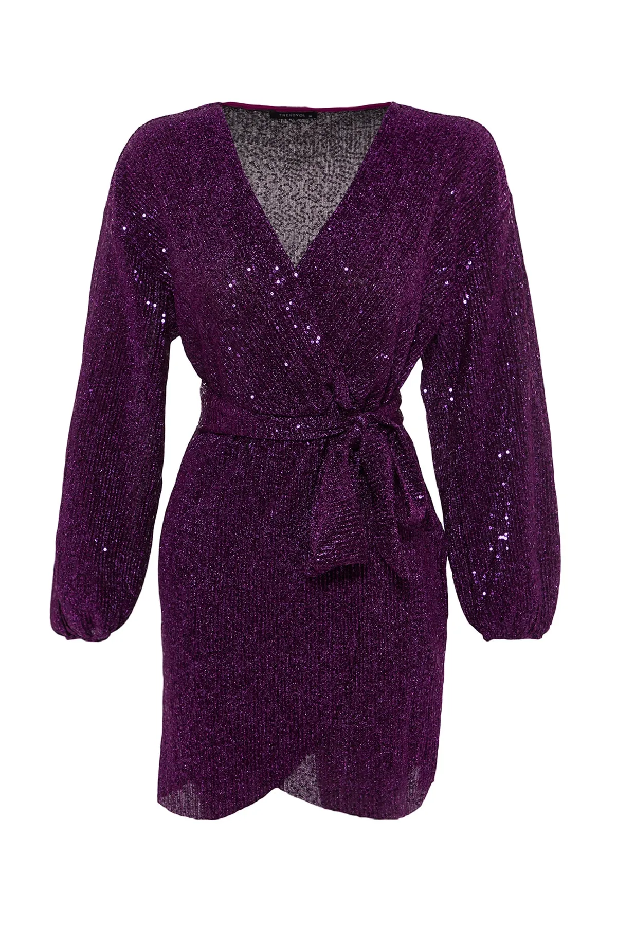 Trendyol Collection  Lila Abendkleid mit Pailletten und Gürtel TPRAW22EL1907