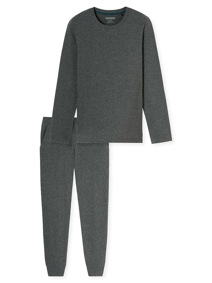 Schiesser Pyjama in Anthrazit günstig kaufen