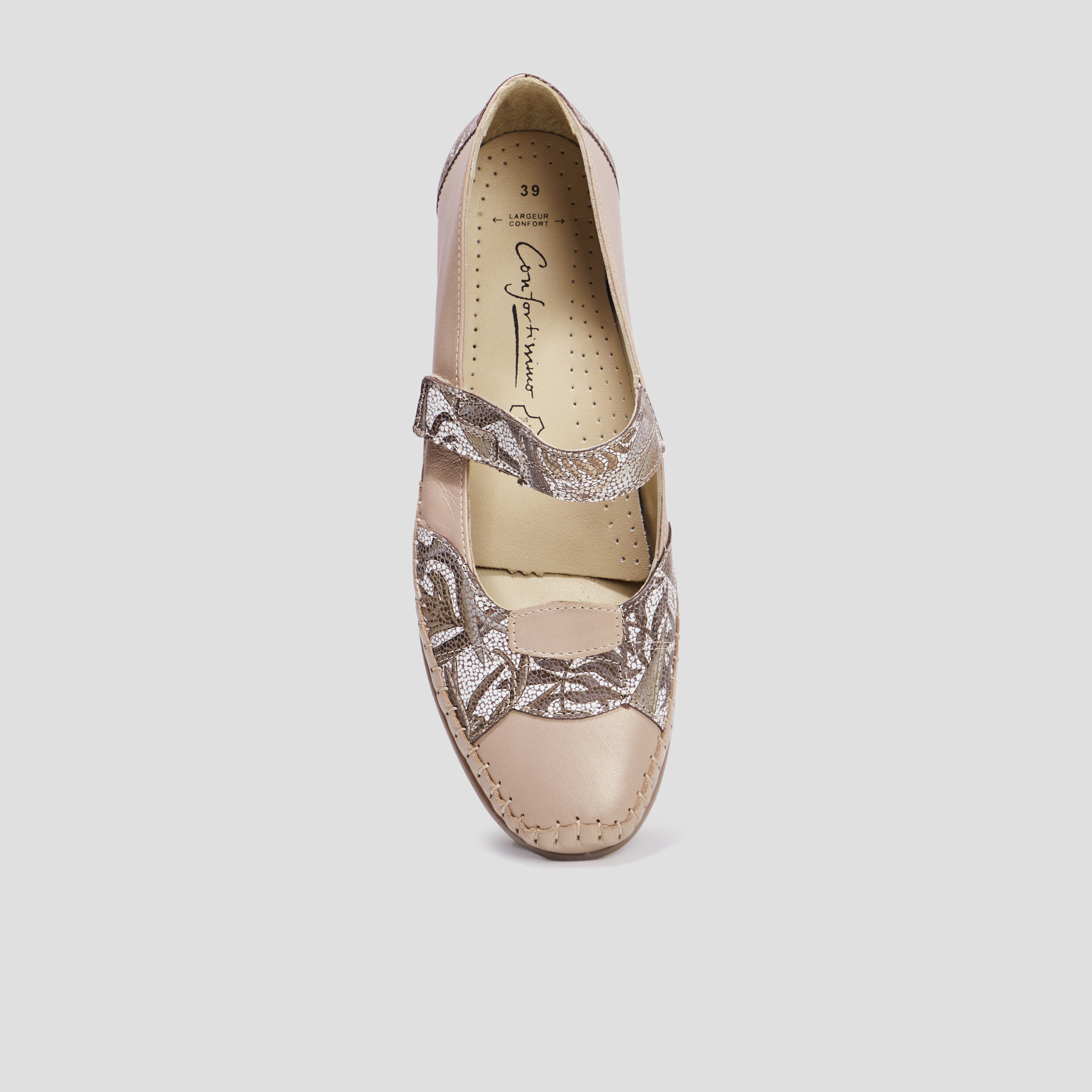 Ballerines pied large cuir Confortissimo sable femme | La Halle