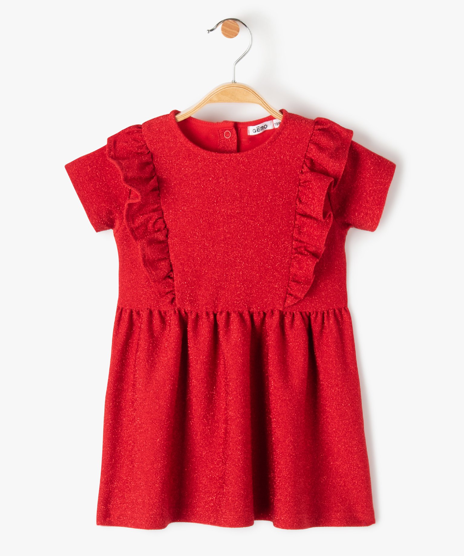 Robe bébé fille à manches courtes à paillettes avec vola... rouge | GEMO