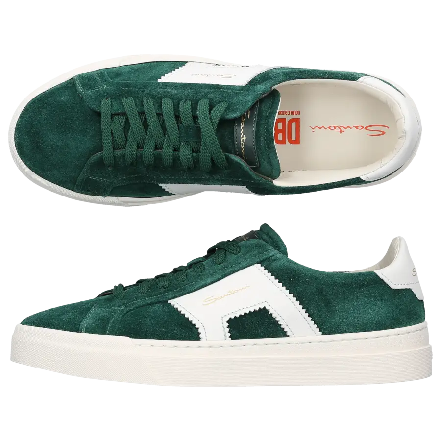 Santoni - Sneaker low DOUBLE BUCKLE Veloursleder - grün
