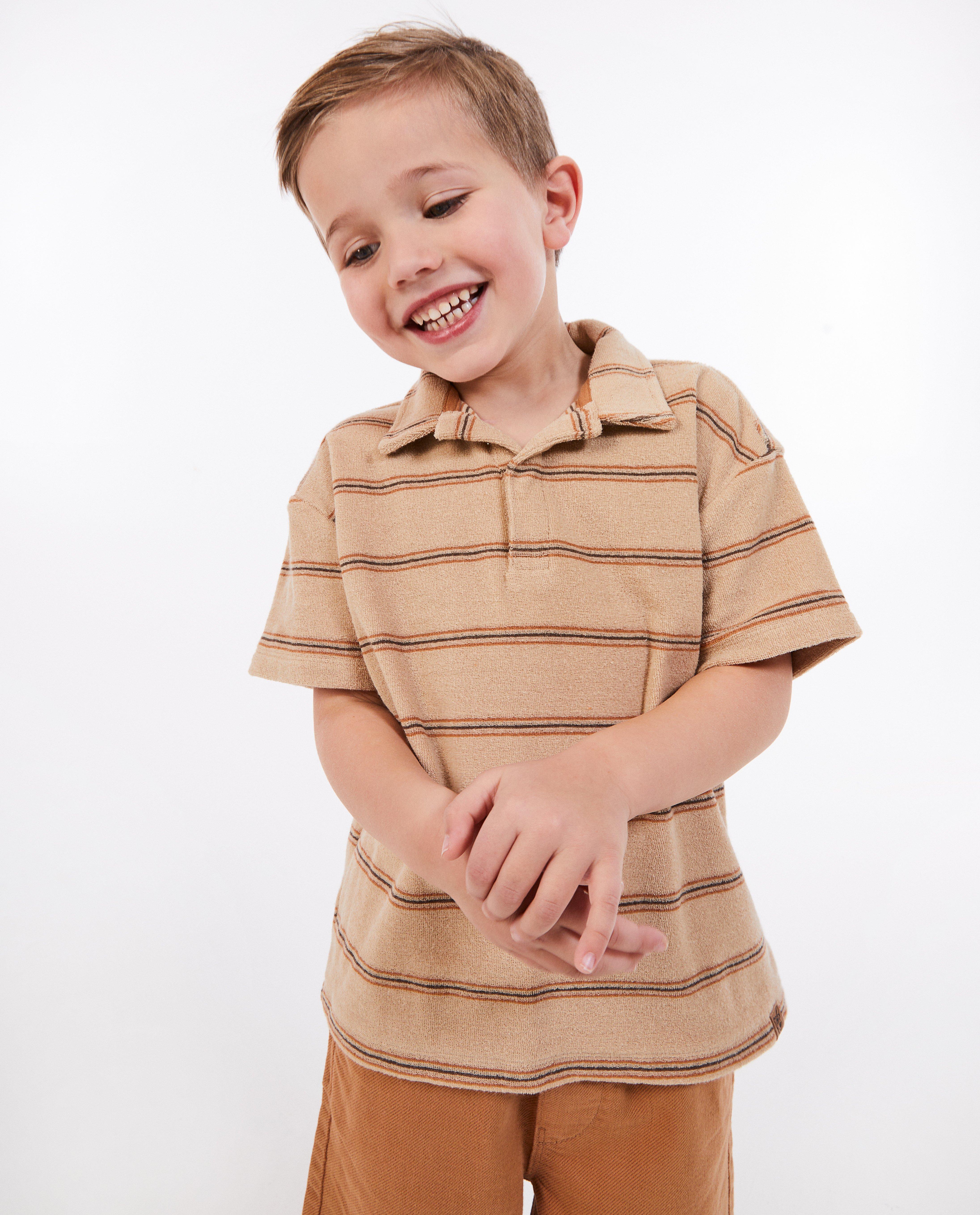 Tricou polo Samson maro deschis din țesătură terry