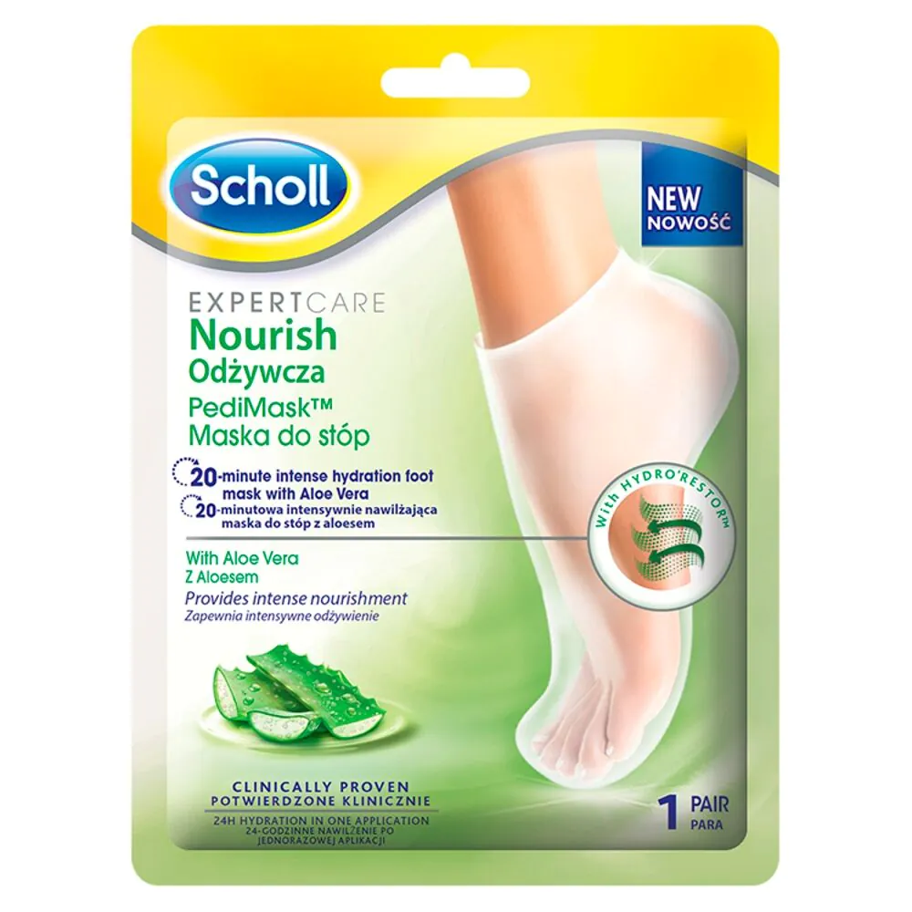 Scholl Expert Care PediMask, хидратантна маска за стопала са алојом, 1 пар
