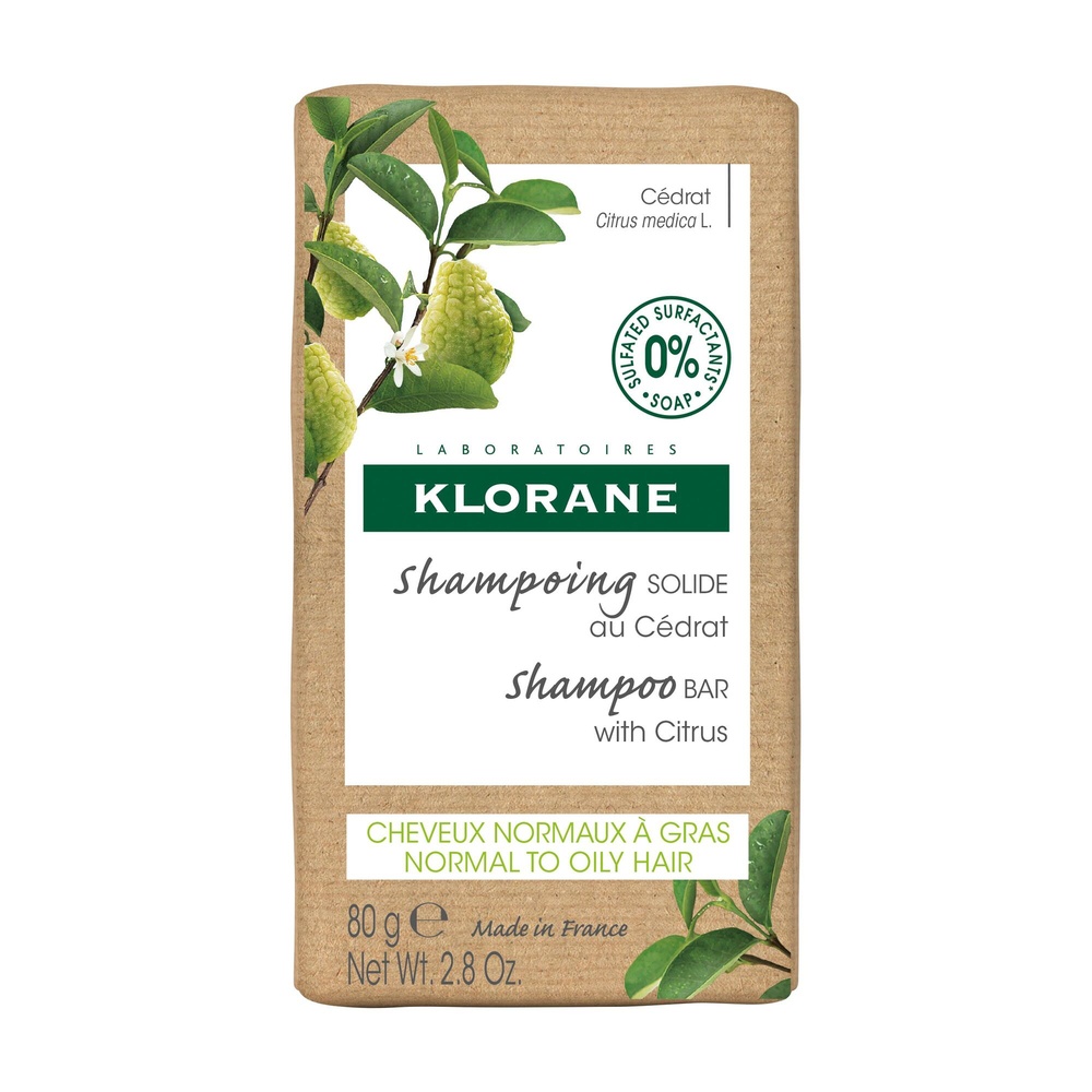 Klorane Shampoing Solide au Cédrat Cheveux norma ux à gras 80 g Shampooing solide