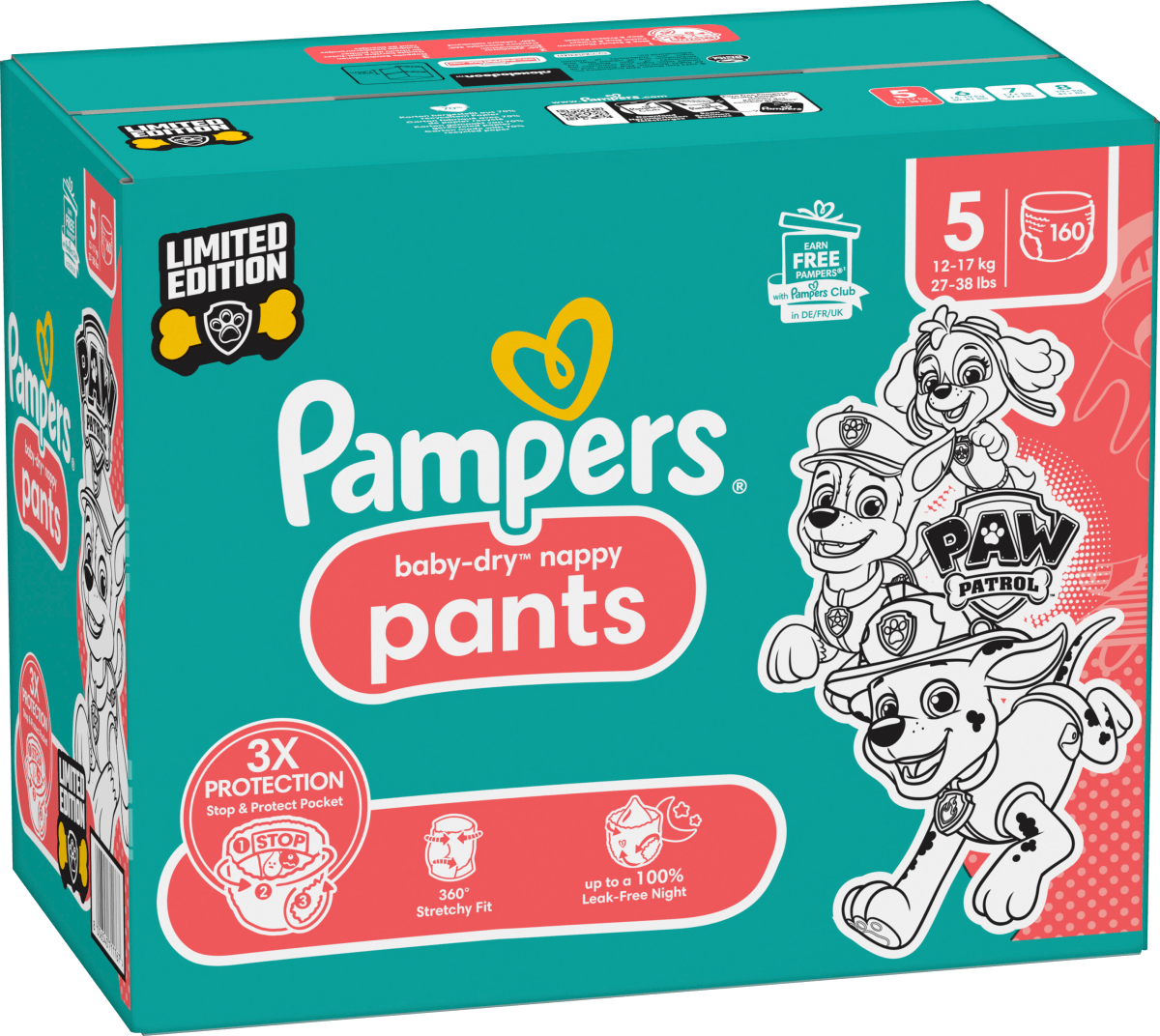 Baby Pants Baby Dry Gr.5 Junior (12-17 kg) Limited Edition Paw Patrol, Monatsbox, 160 St