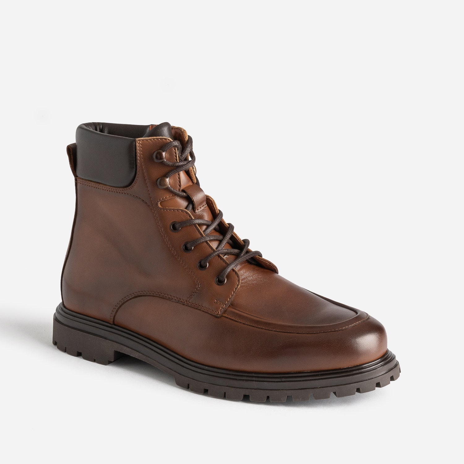 Boots à lacet cognac en cuir