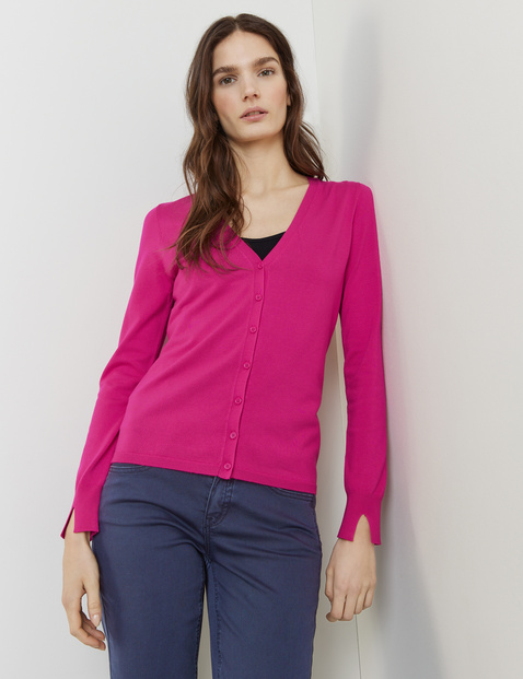 Basic Feinstrickjacke mit V-Ausschnitt