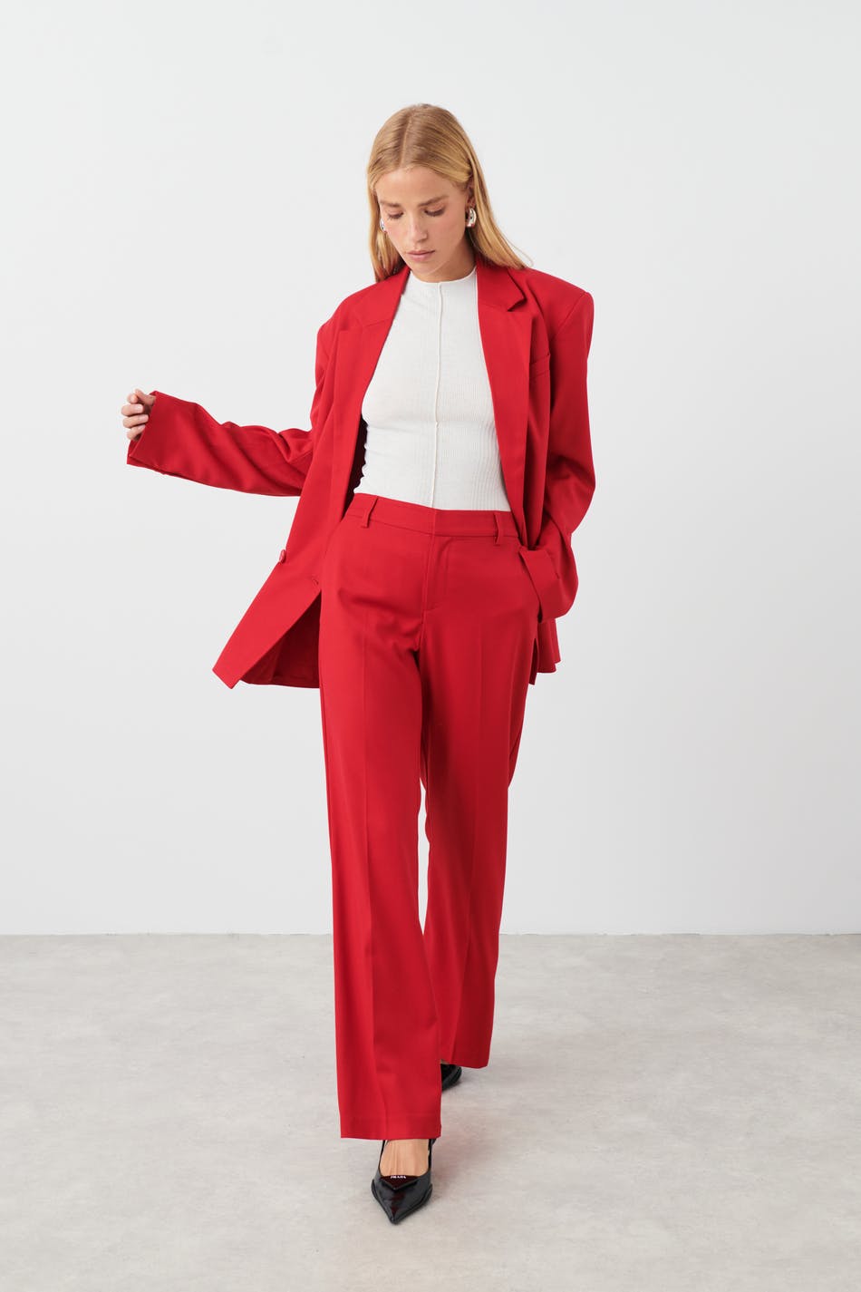Low waist suit trousers