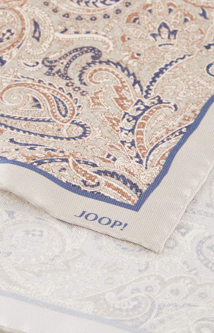 Seiden-Einstecktuch in Beige/Navy