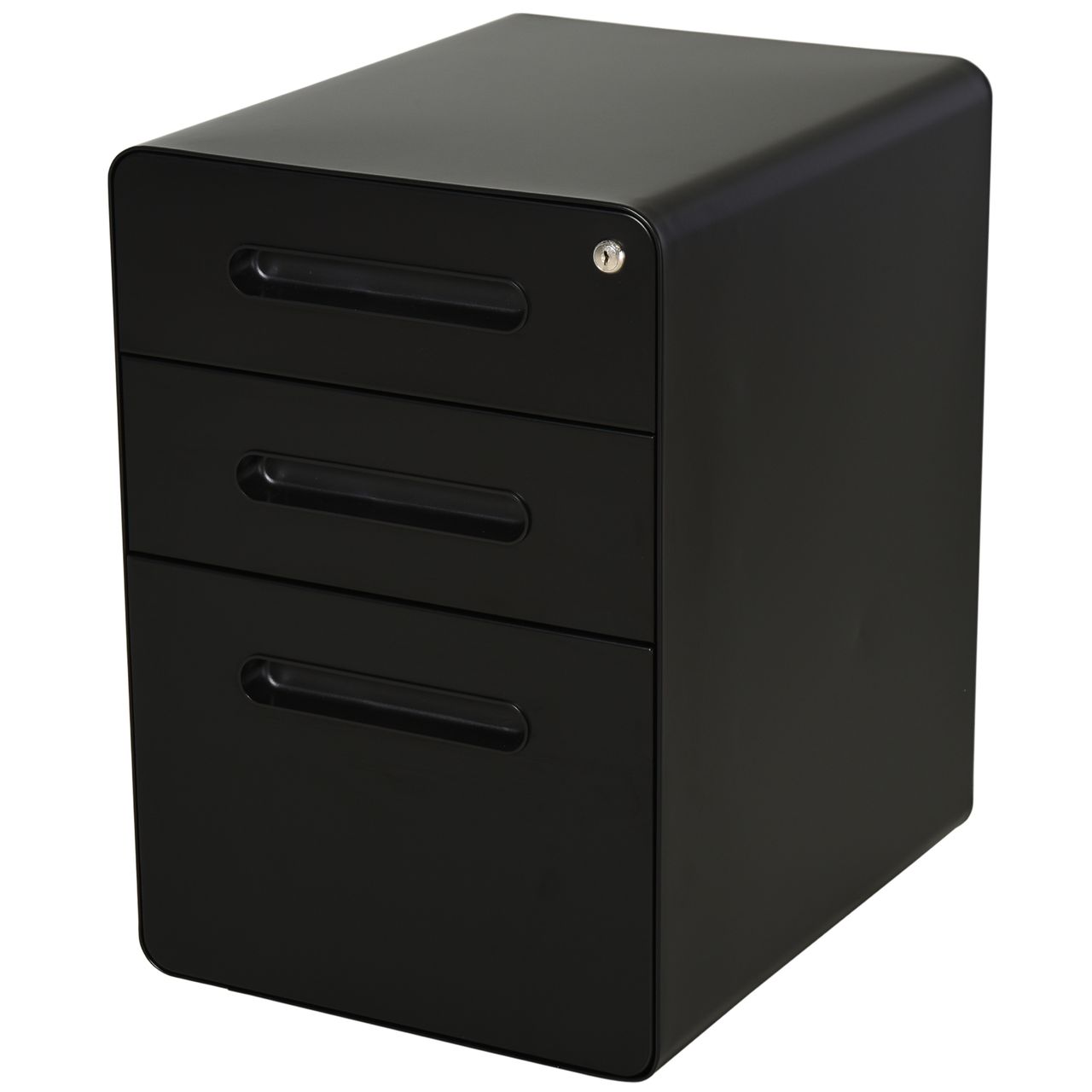 Vinsetto Rollcontainer Aktenschrank Bürocontainer mit 3 Schubladen Büroschrank Aufbewahrung Container Stahl Schwarz 39 x 48 x 59 cm