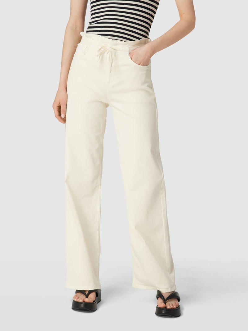 Jeans mit gerafftem Bund in ecru