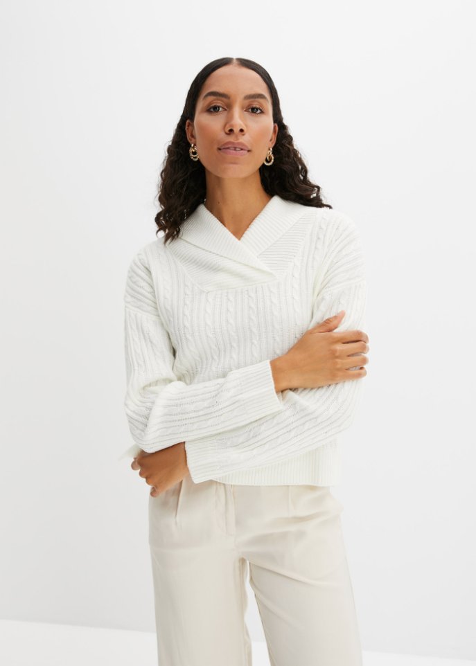 Pullover mit V-Ausschnitt und Seitenschlitzen