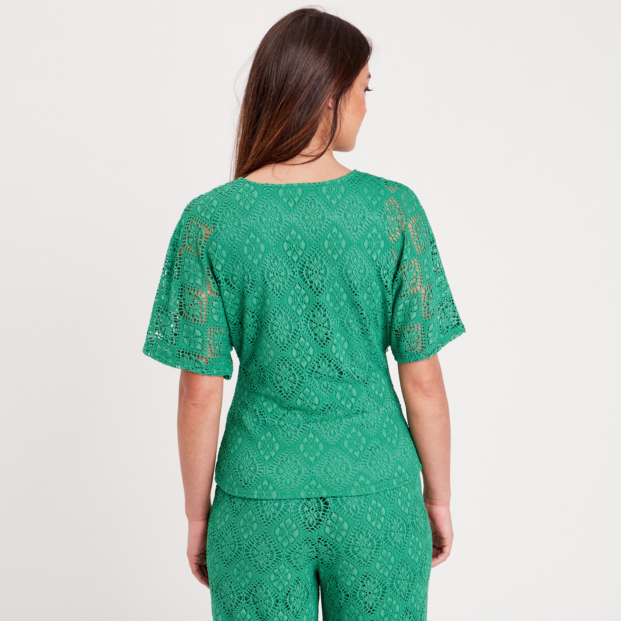 T-shirt avec manches courtes vert émeraude femme | Cache Cache