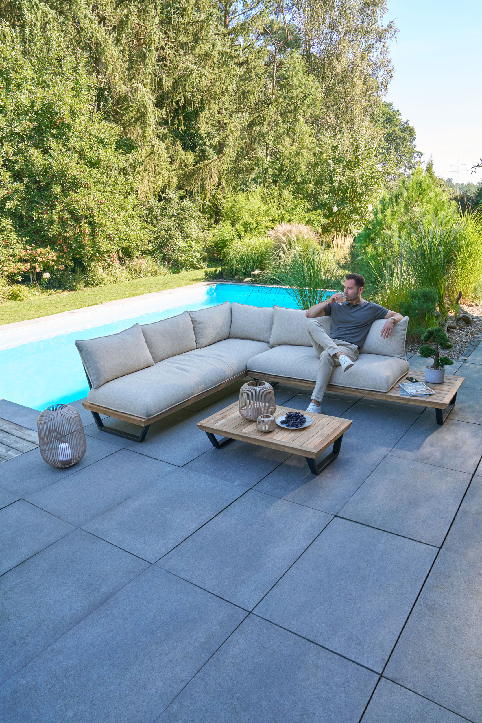 OUTDOORGartensofaset Teak 3 tlg.
