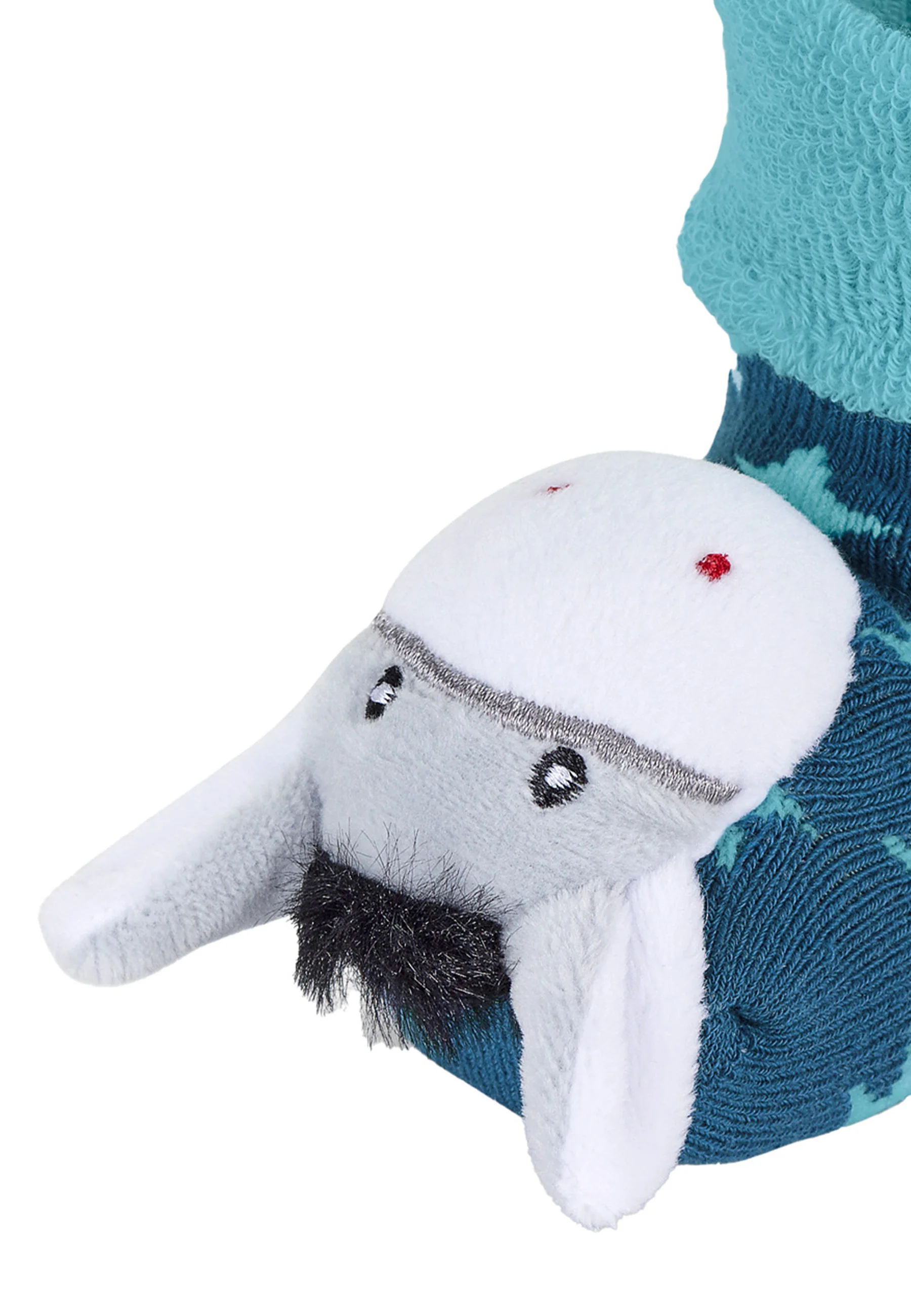 Baby-Rasselsocken aus Vollplüsch; Motiv Esel