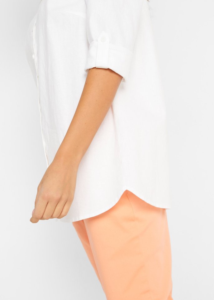 Bluse mit Leinen, 3/4 Arm