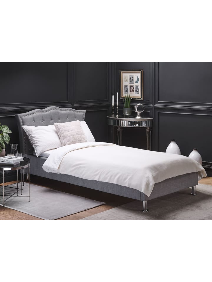 Beliani Einzelbett METZ in Grau/Silber - (W) 126 x (H) 102 x (L) 217 cm günstig kaufen onesize