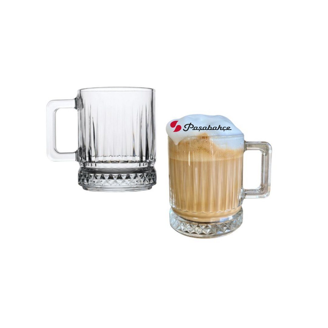 Pasabahce Gläser-Set 2er Elysia, Glas, Becher mit Quarzgriff Teeglas Set 2 Teilig 55432