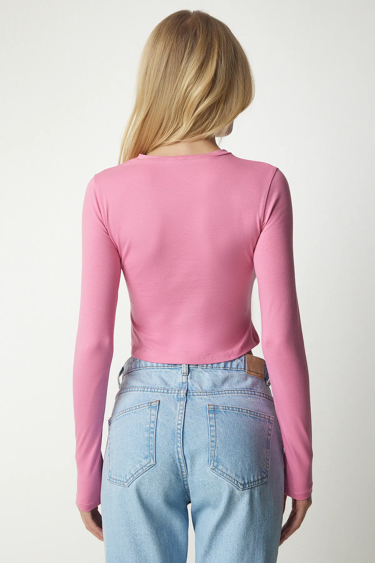 Happiness İstanbul  Rosa-beige Basic-Strickbluse im 2er-Pack für Damen ub00132
