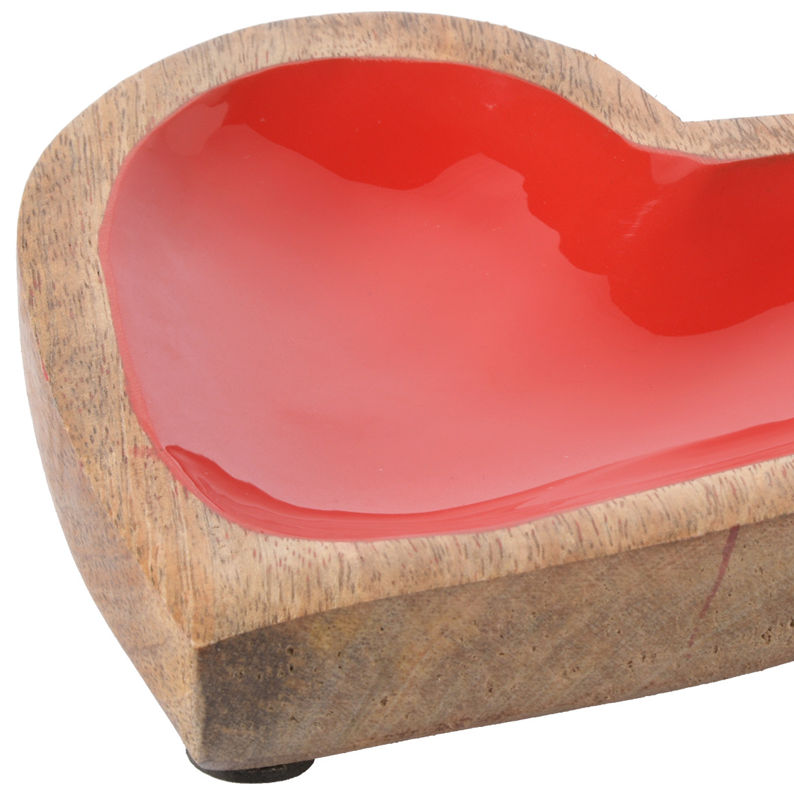 Deko-Schale in Herzform natur / rot