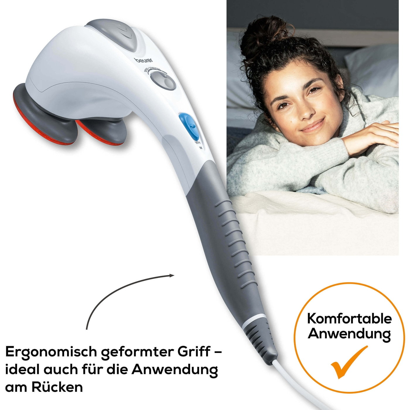 Beurer Infrarot-Massagegerät MG 80-Massagegrät mit Doppelkopf-Massage, Infrarotwärme & 2 Aufsätzen